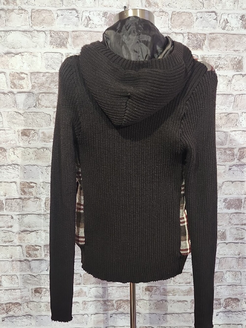 Say What? Brown Plaid Hooded Toggle Puffer Jacket - Picture 8 of 9